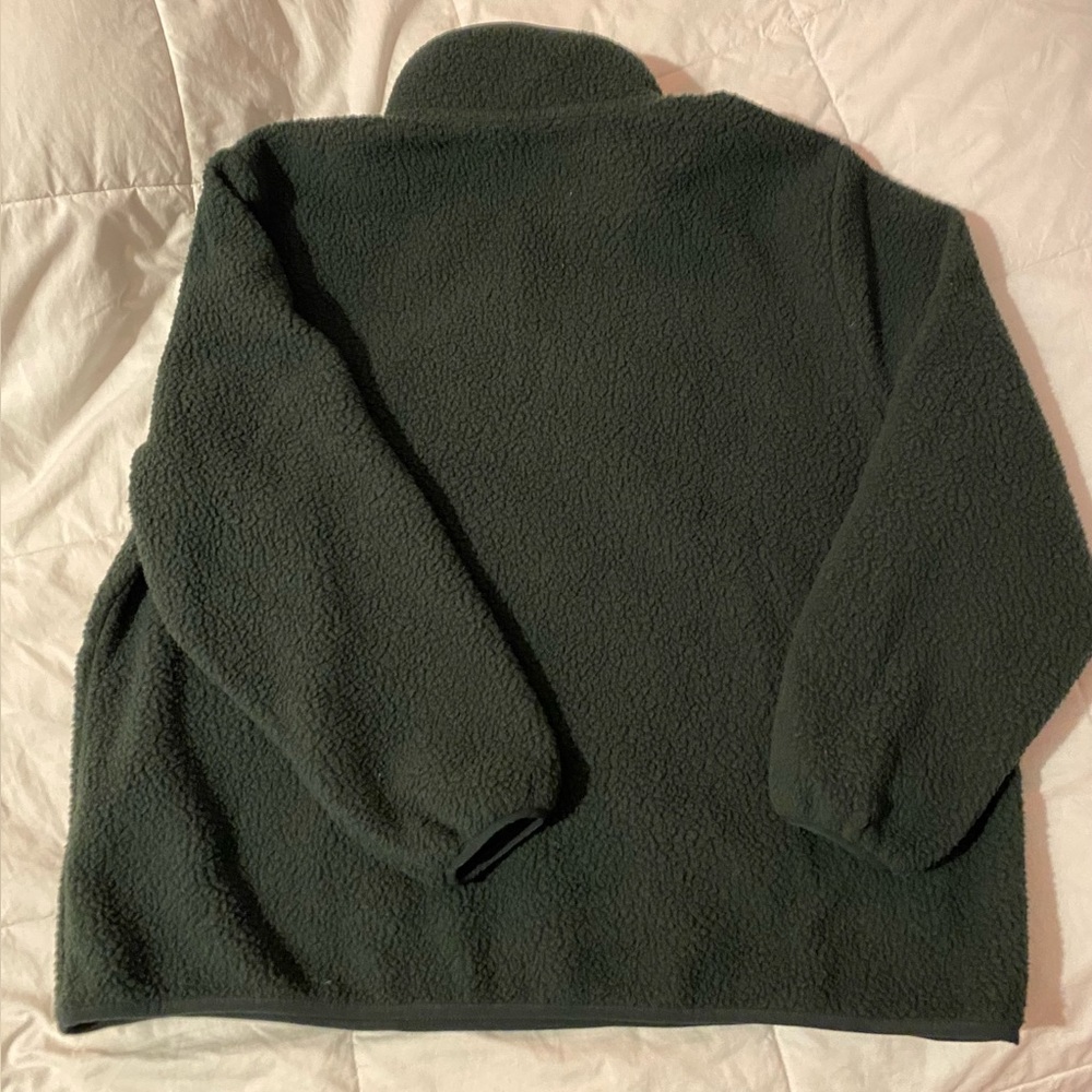 Lands' End Women’s Dark Green Zip-Up Fleece Sweater - Picture 3 of 3